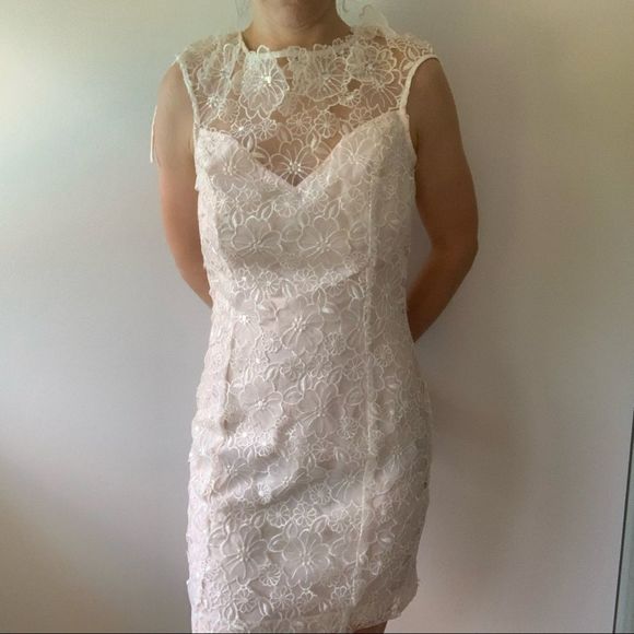 Lace dress Lipsy London, light pink, low cut back, perfect condition - Picture 1 of 10